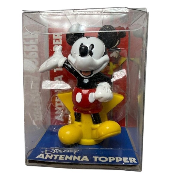 Vintage Disney full body Mickey Mouse Star Car Antenna Topper New In Box‎ w/cord - Picture 1 of 4